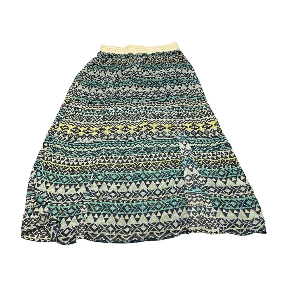 No Boundaries Boho A-line Skirt Womens XL(15-17) Multicolor Tribal Diamond Blue - Picture 1 of 6